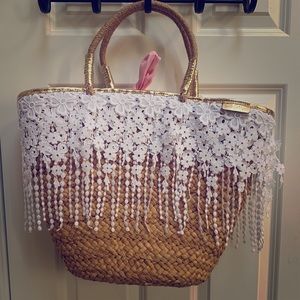 Lilly Pulitzer ivy straw tote
